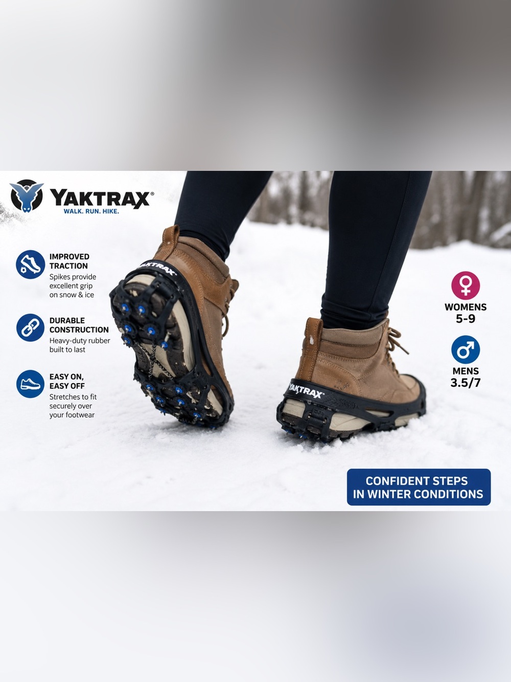 Yaktrax Snow Trax Ice Snow Traction Cleats Women 5-9 Men 3.5-7.5 NWT